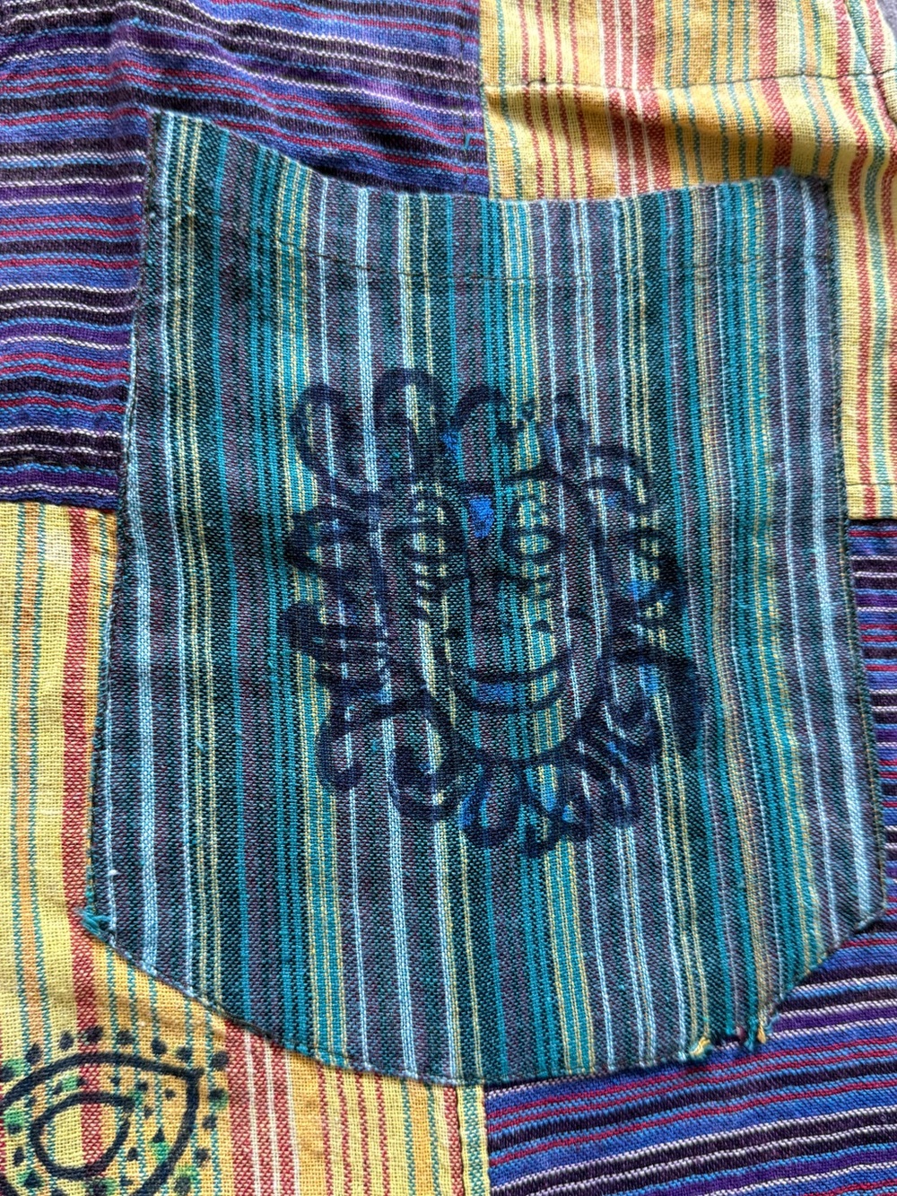 Rising International Multi-Stripe Cotton Overalls in Green, Purple & Yellow - Picture 7 of 8